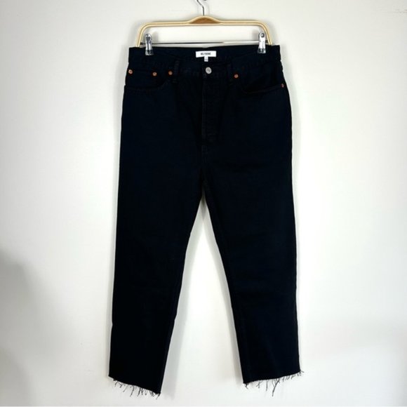 RE/DONE High Rise Stove Pipe In Jet Black Jeans Size 31 - Picture 3 of 8